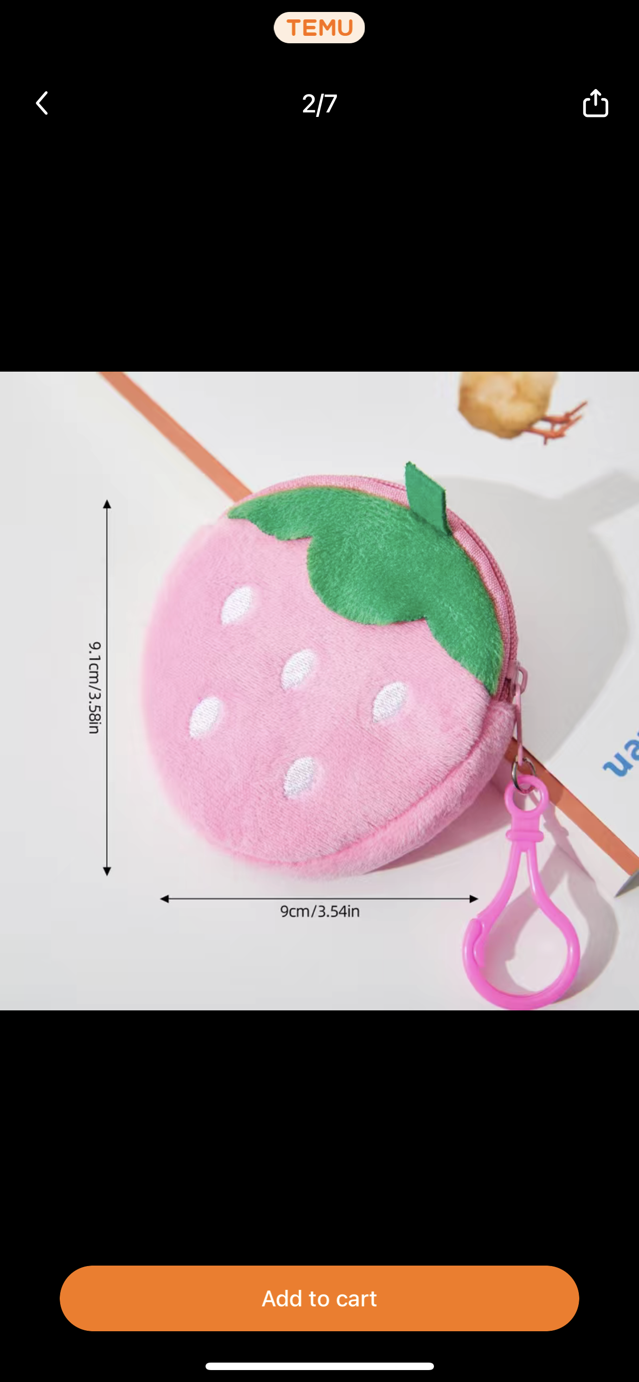 Small strawberry key chain coin purse